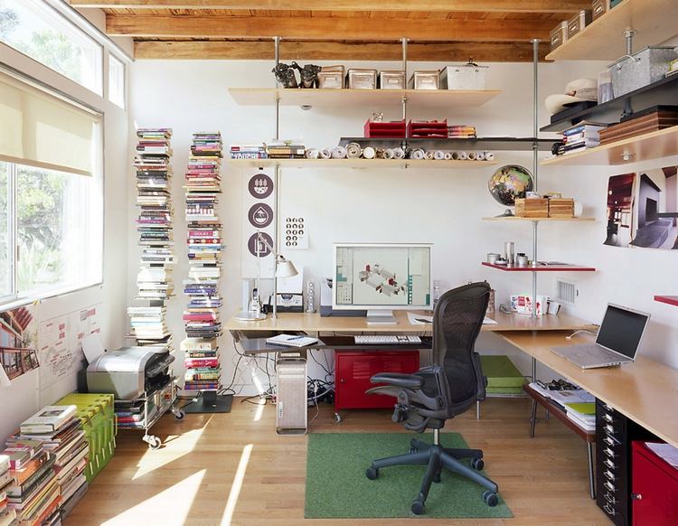 home office design ideas floating shelves organization options