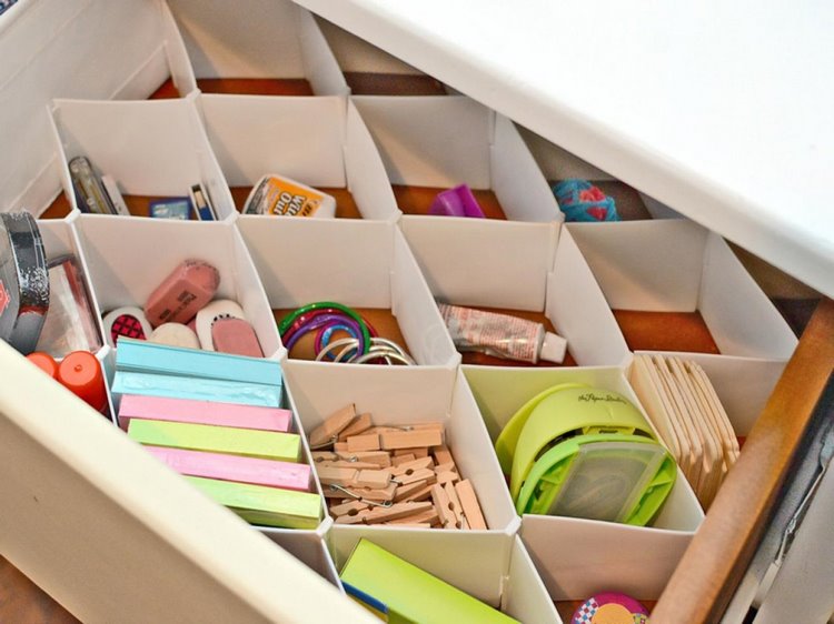 home office desk organizing ideas DIY drawer dividers