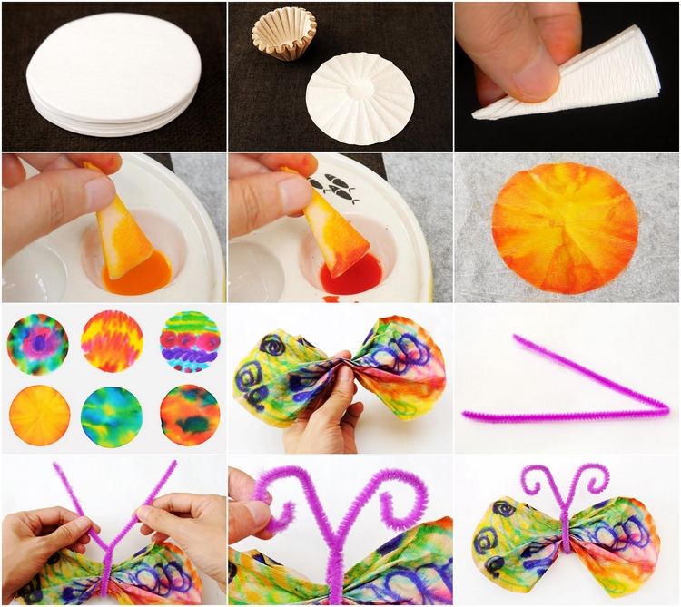 how to make coffee filter butterflies kids crafts ideas