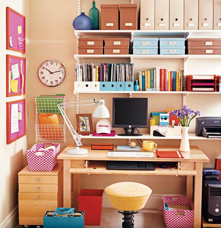 how to orginize home office desk file and stationery holders
