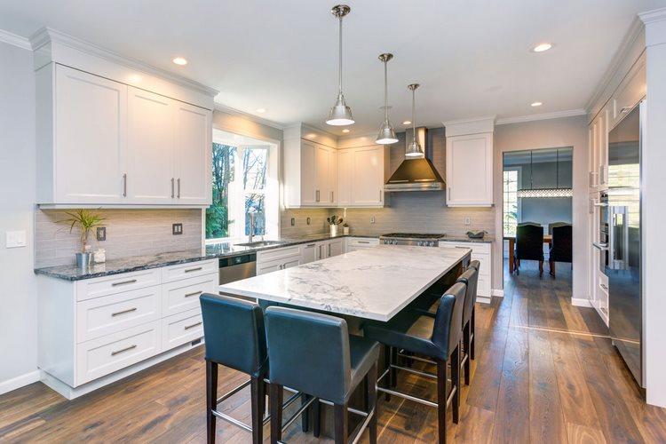 kitchen island with table is a great solution in both large and small areas