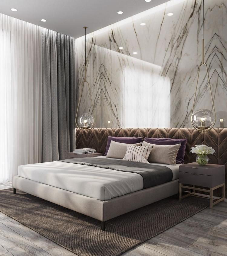 modern bedroom design accent wall ideas finishes materials