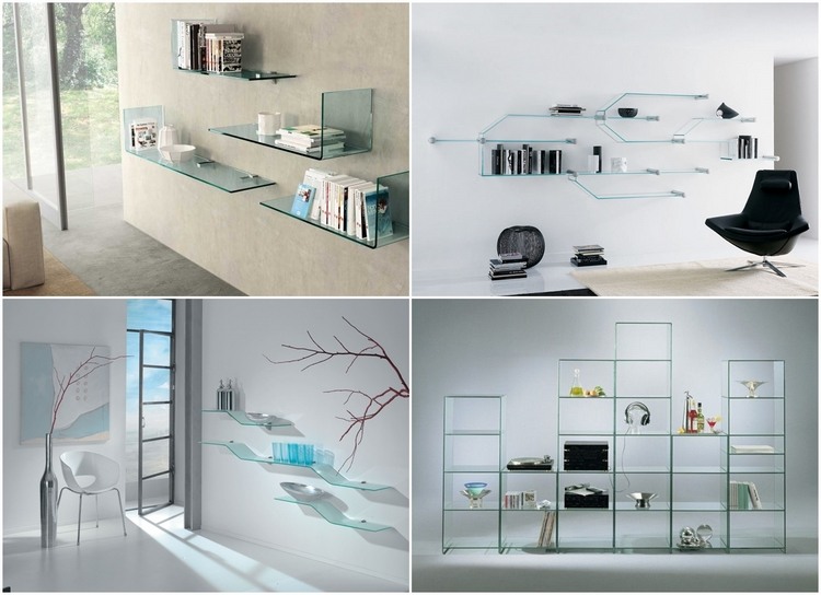 Glass Shelves In Modern Interiors, Glass Wall Shelving Ideas