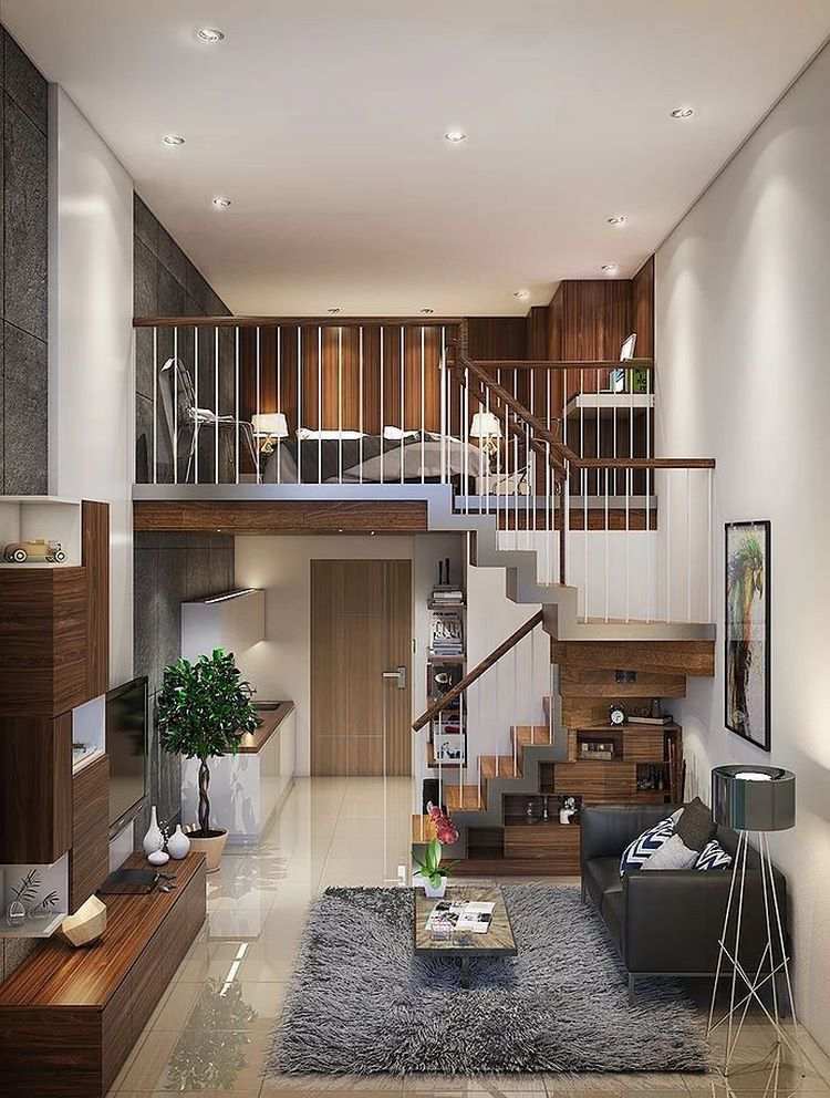 modern home design with bedroom loft