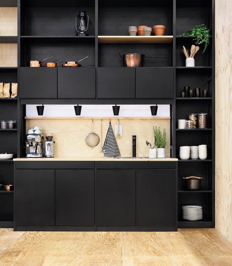 open shelves ideas black kitchen design ideas
