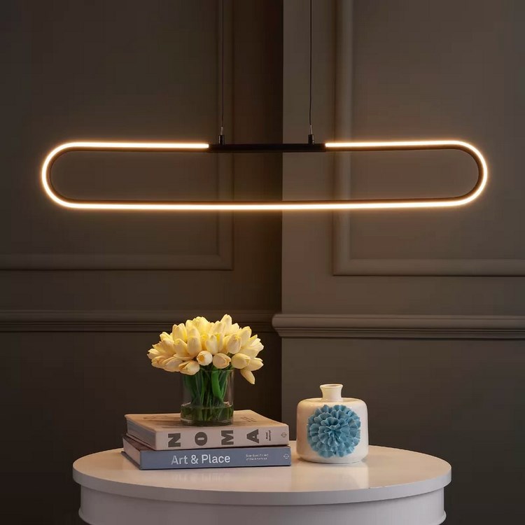 unique LED oval shaped linear pendant light modern home design