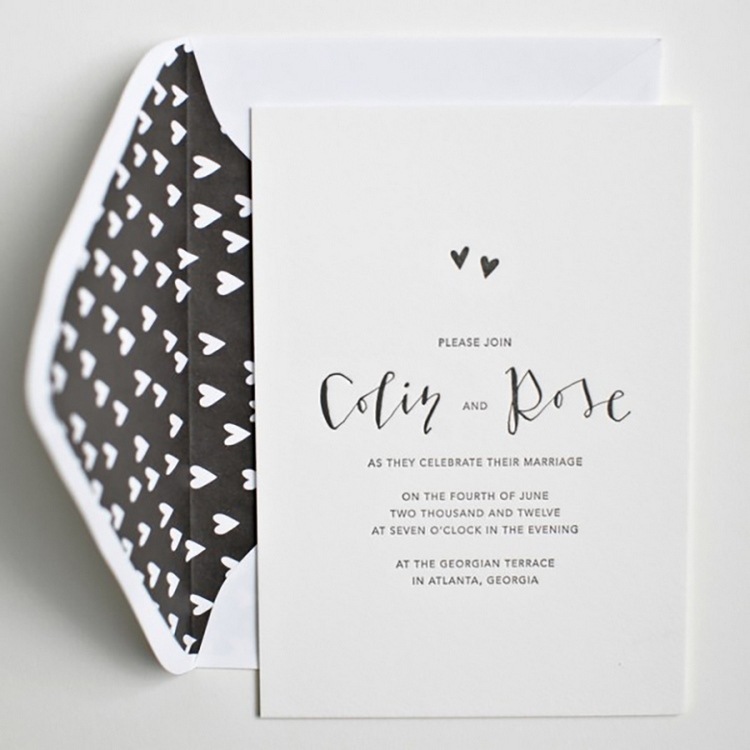 Black and white wedding theme ideas invitations