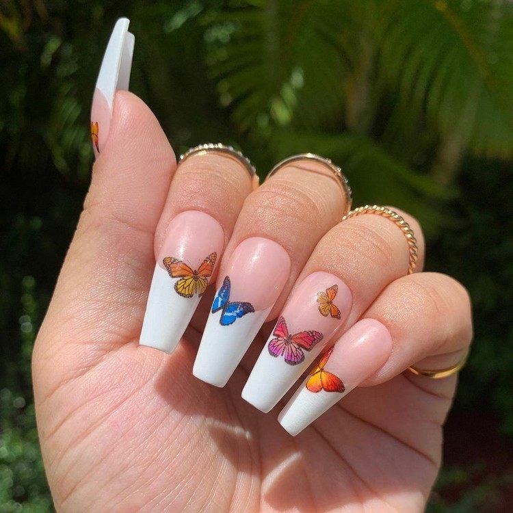 Butterfly Nails manicure trend Acrylic nails Summer 2020 French Manicure
