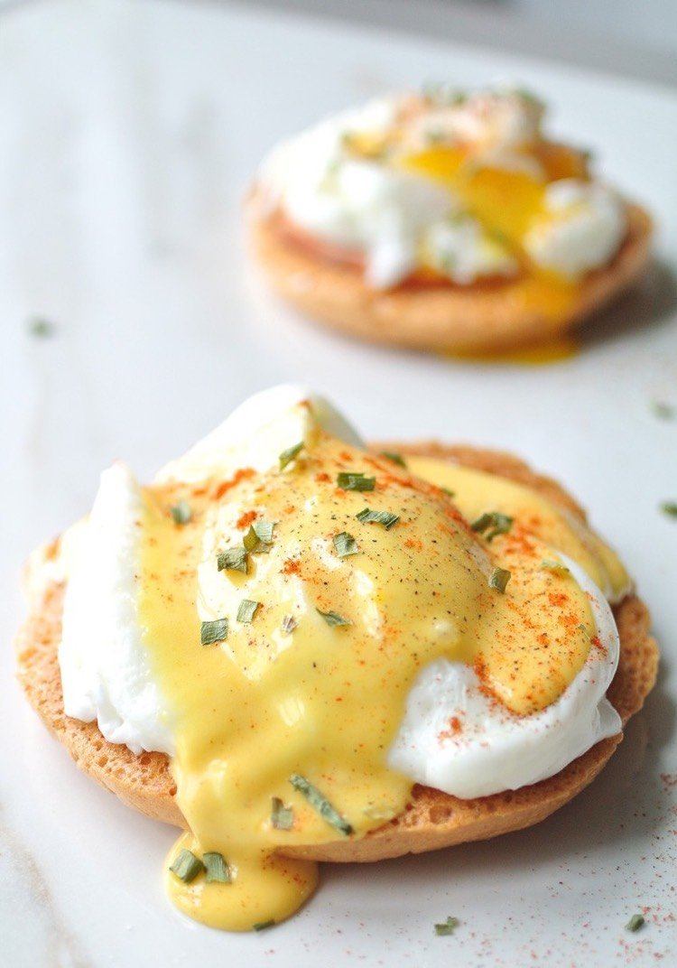 Cloud Bread Eggs Benedict Recipe Keto diet sauce hollandaise