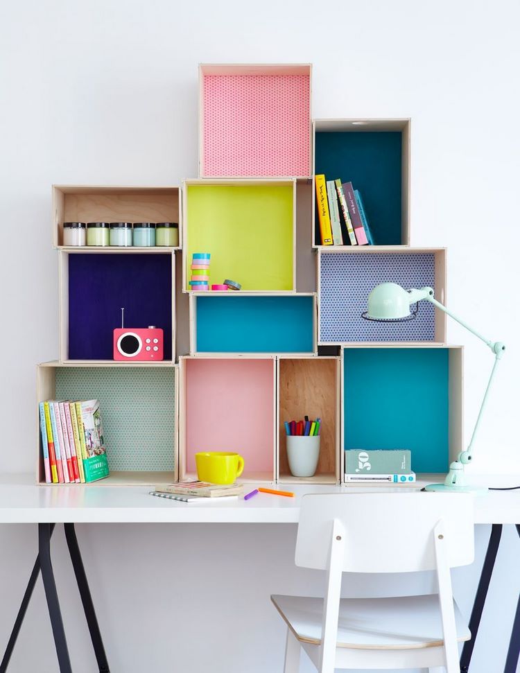 home office organization ideas storage system from boxes