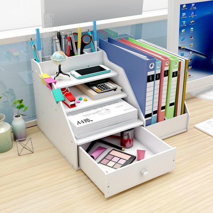 Multifunctional DIY desk organizer for paperwork files stationery storage