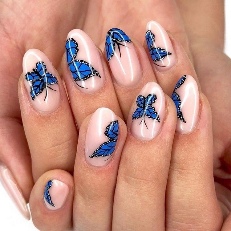 Nail decoration ideas summer acrylic nails design butterflies