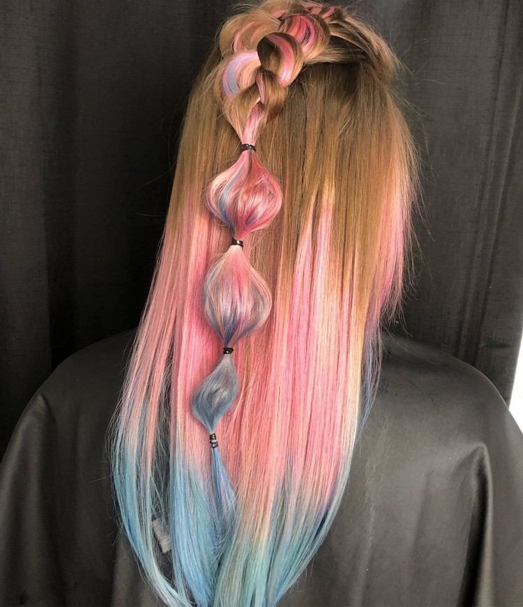 Pastel Ombre Hair Trend Bubble Braids Hairstyle