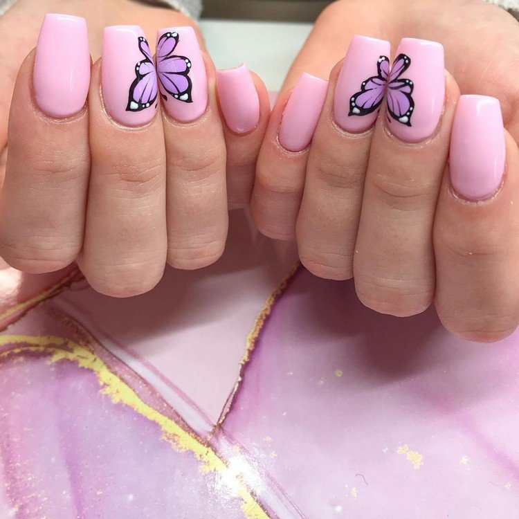Pastel Pink Butterfly Nail Designs