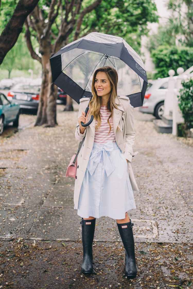 Wellington boots with skirt summer rainy weather clothing tips