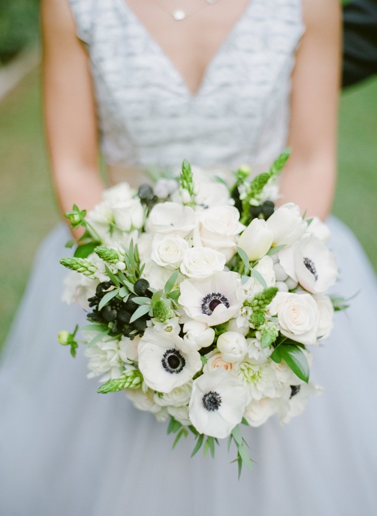 beautiful bridal bouquet for wedding in black and white