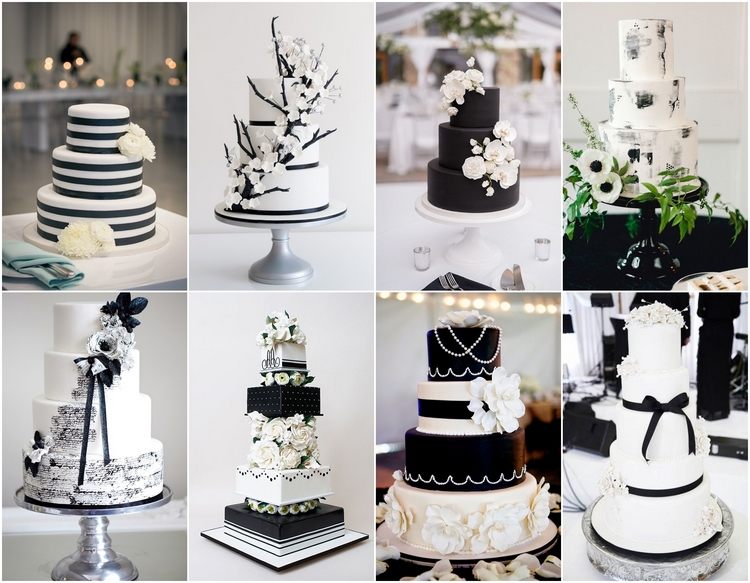 elegant black white wedding cake ideas