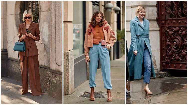 blue combined with natural tones fashion fall winter 2020