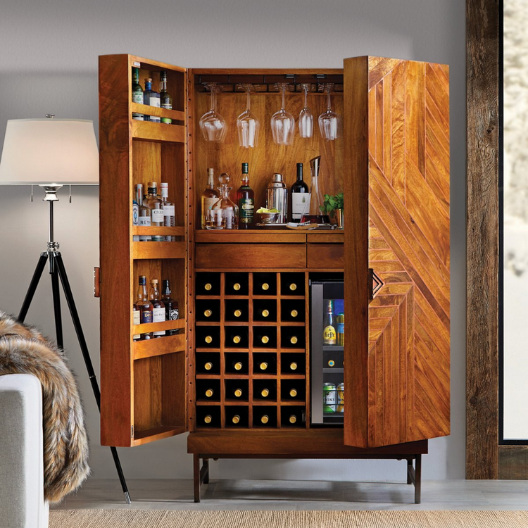 compact mini bar cabinet with wine storage