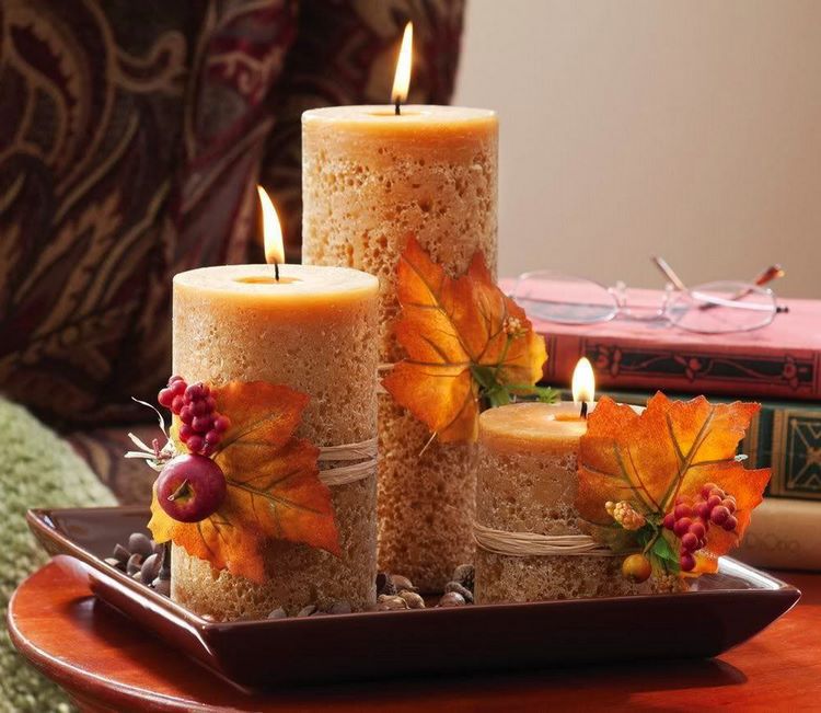easy DIY table decorating ideas tray with candles