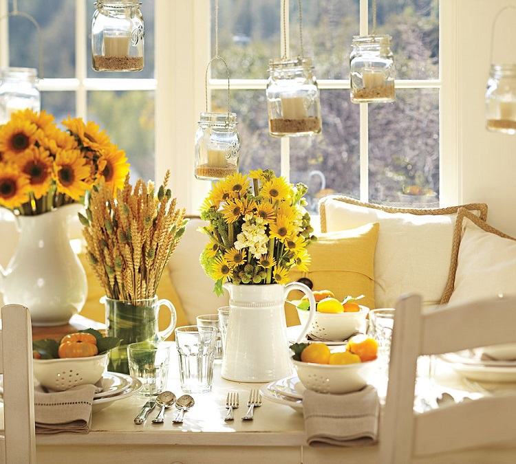 fall decor ideas table setting bouquets in vases