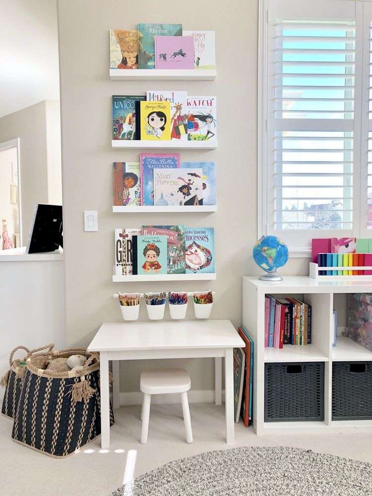 home school room organization ideas bookshelves and cubbies