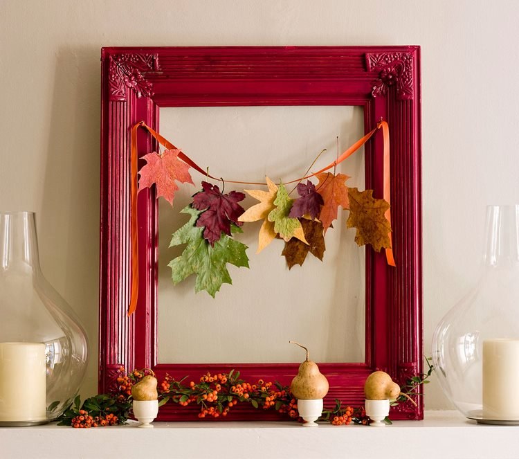 quick and easy craft ideas fall decoration photo frame and leaves