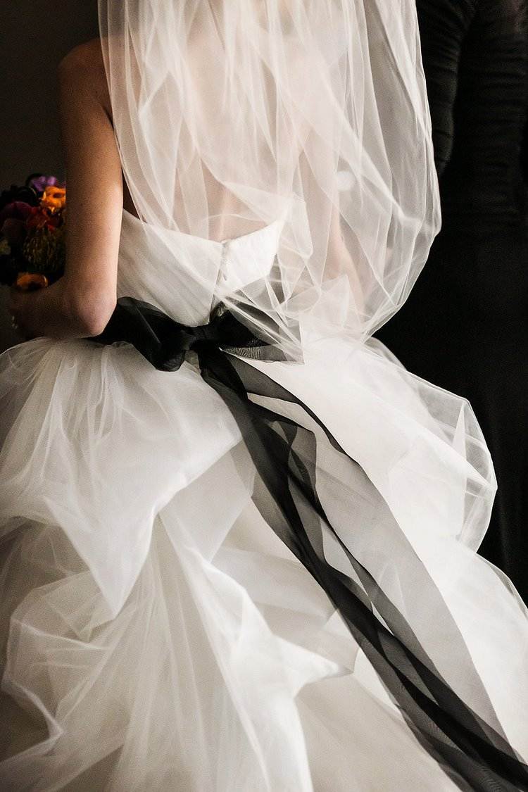 white wedding dresses with black bow