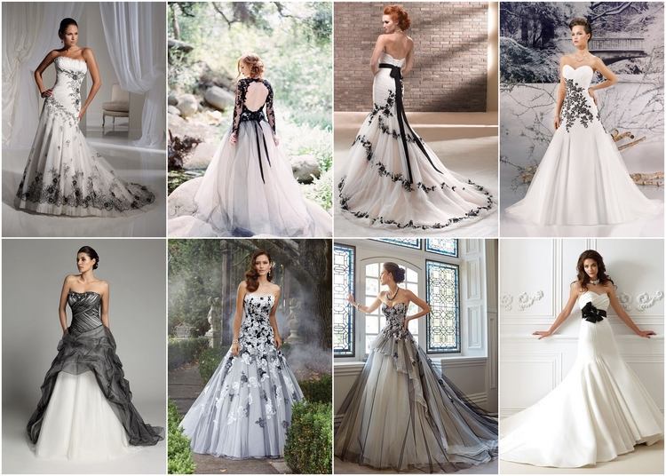bridal dress ideas for black and white themed celebration