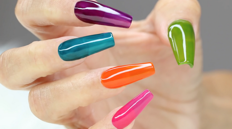Jelly nails with eye catching or elegant designs