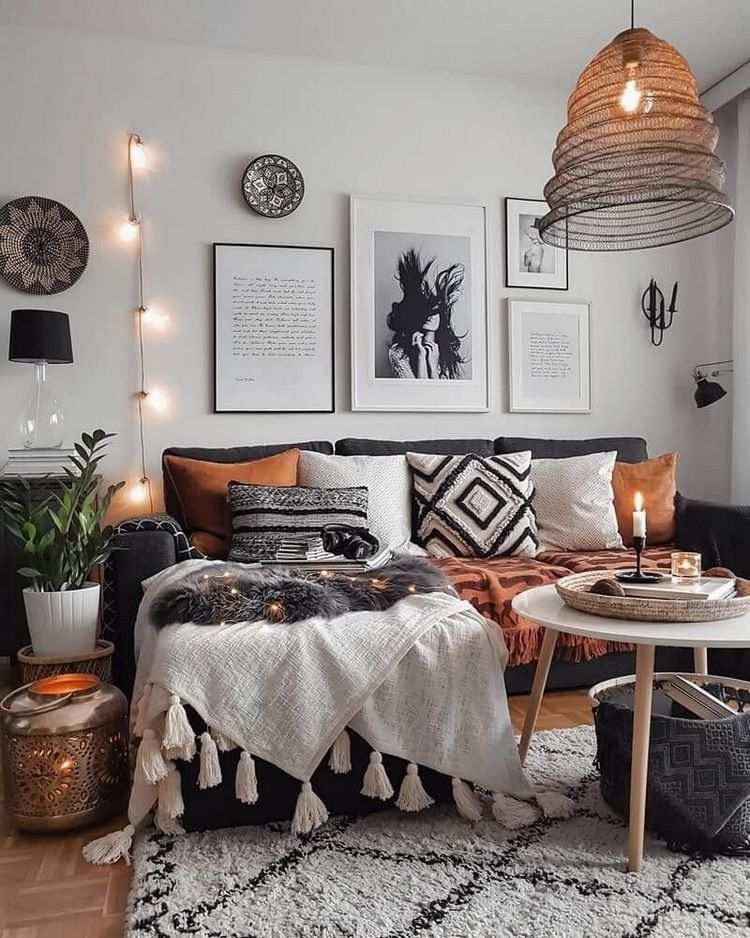 boho chic living room ideas textile adds texture and color accents