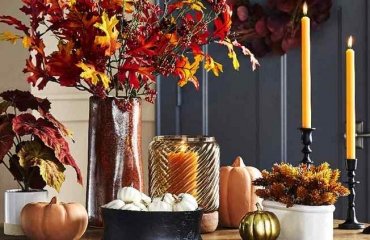 elegant-and-stylish-fall-decoration-with-colored-leaves-and-candles