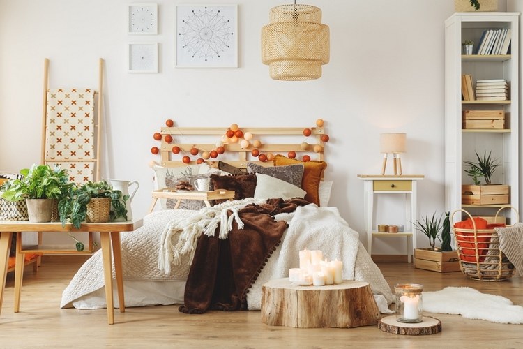 fall decorating ideas bedroom decor garland and candles