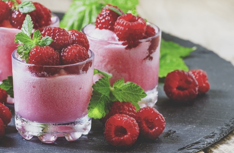 raspberry granita with berries and mint recipe