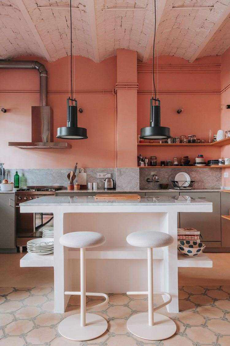 small kitchen island with bar stools