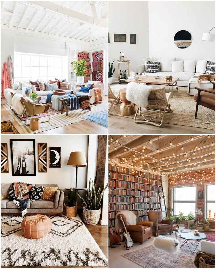 super cool bohemian style living rooms in natural colors