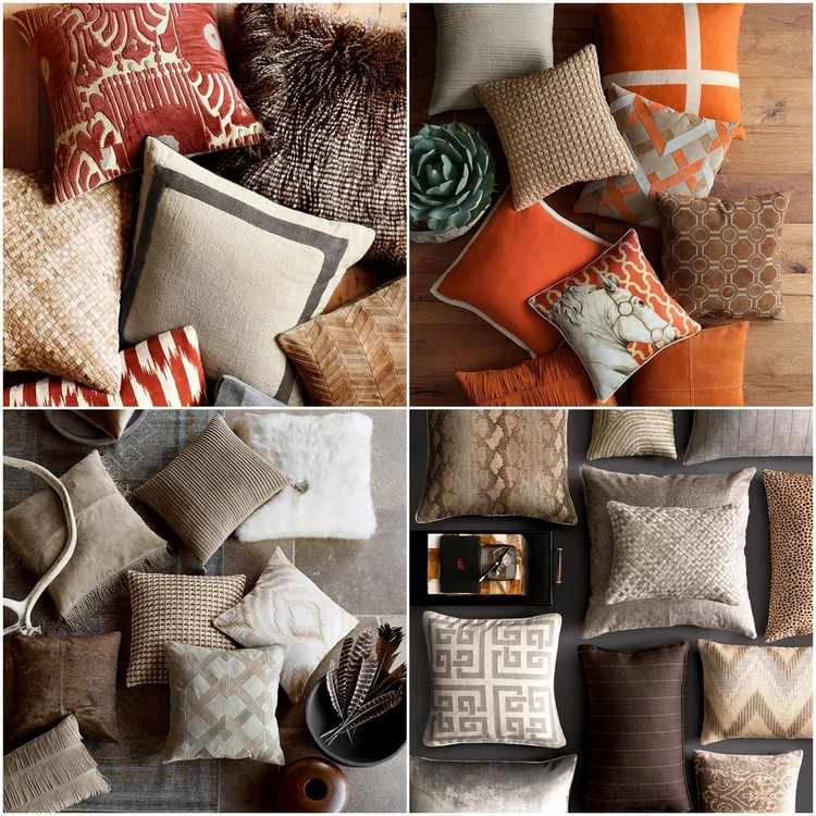 throw pillows in natural colors fall decor ideas