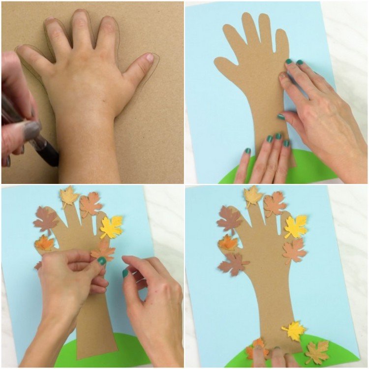 DIY fall tree tutorial paper crafts for children