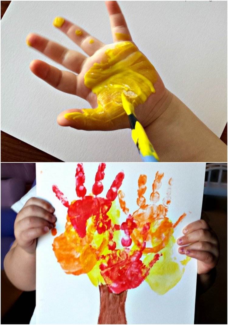 art projects for children fall tree hand prints