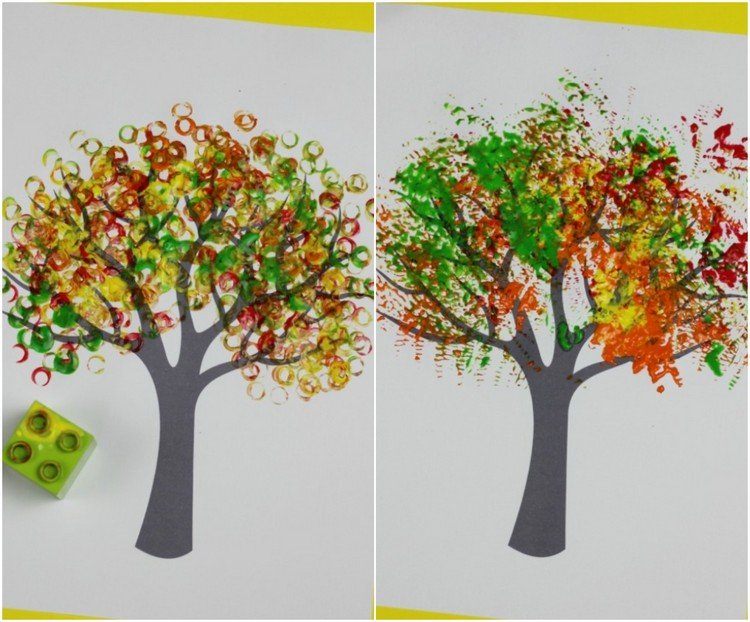 creative crafts for kids art projects fall tree paint lego block