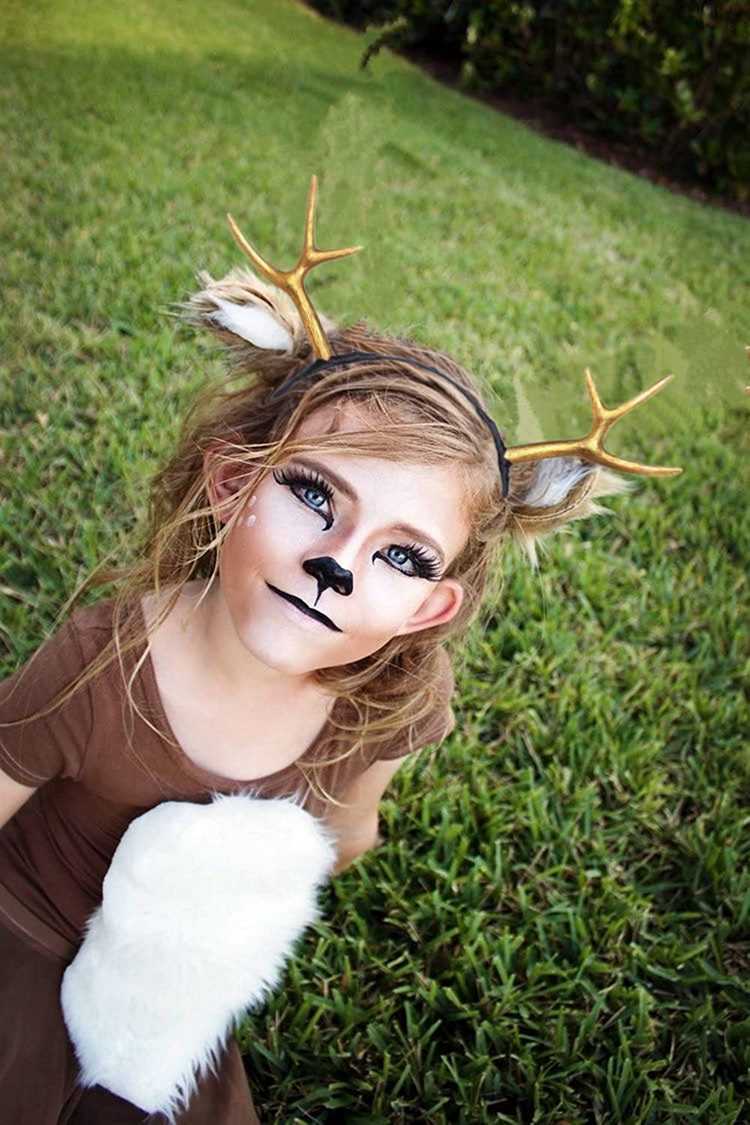 cute Halloween makeup ideas for children deer costume and face paint