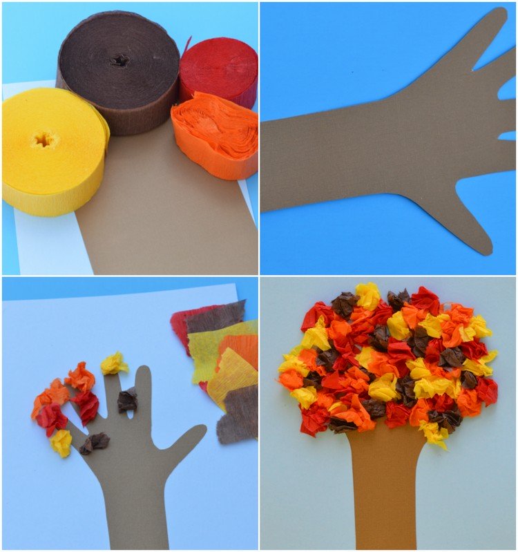 diy crepe paper fall tree craft ideas and techniques for development of motor skills