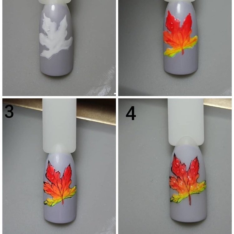 step by step fall leaf nail art ombre effect tutorial 