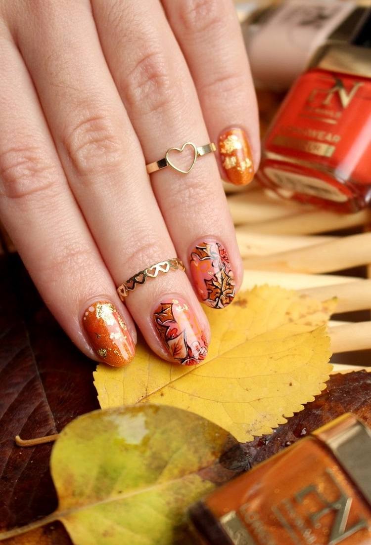 fall nail art manicure decoration ideas 