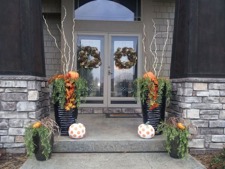 front porch fall decor door wreaths and floral compositions