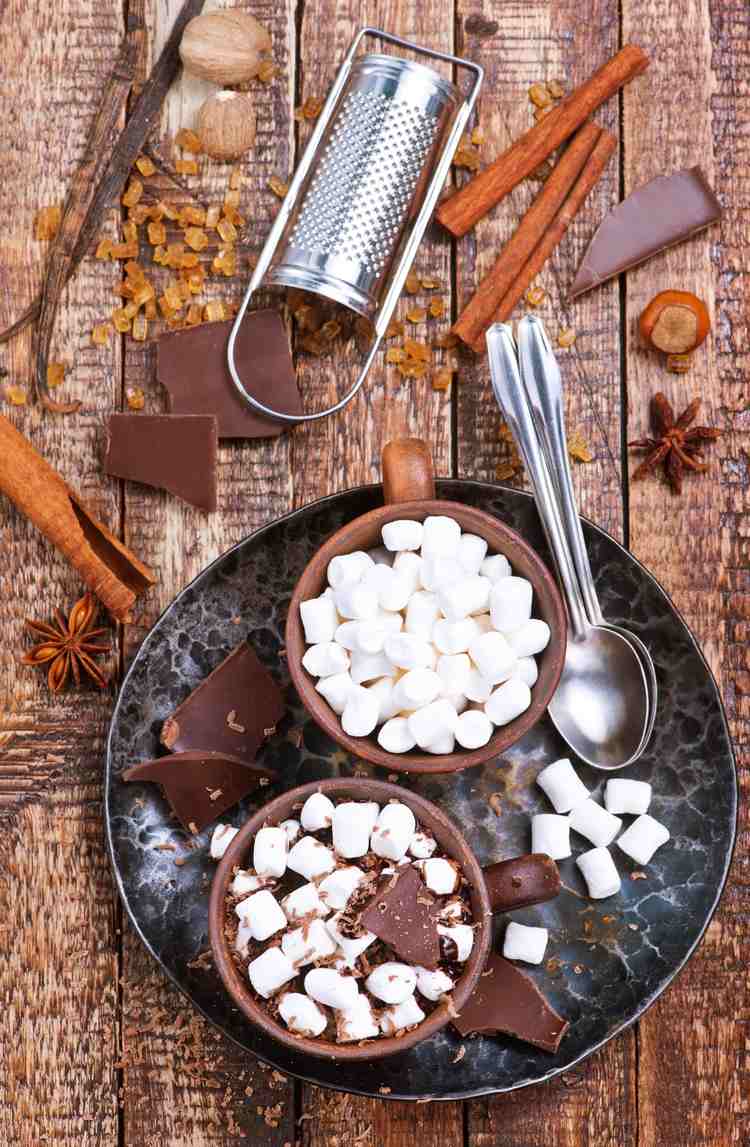 hot chocolate and spices with a sweet delicious aroma
