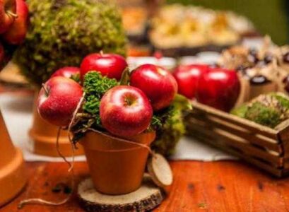 DIY-thanksgiving-table-decoration-apples-and-moss-in-flower-pot