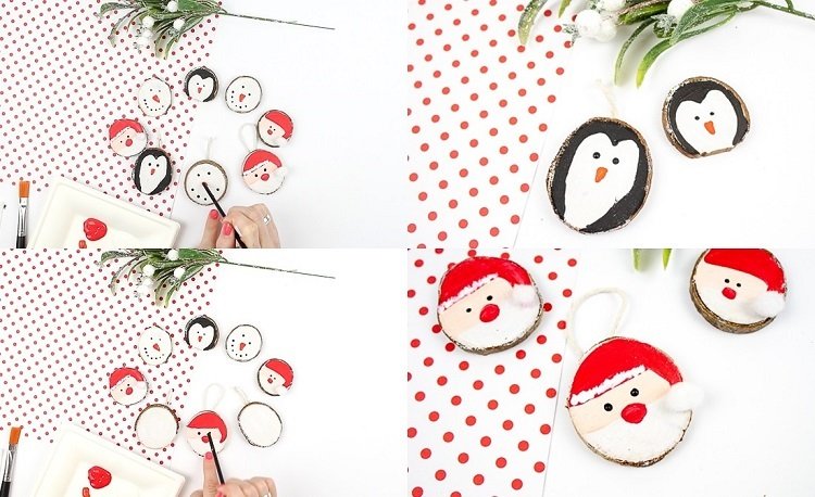 How to make a snowman tutorial DIY wood slice ornament