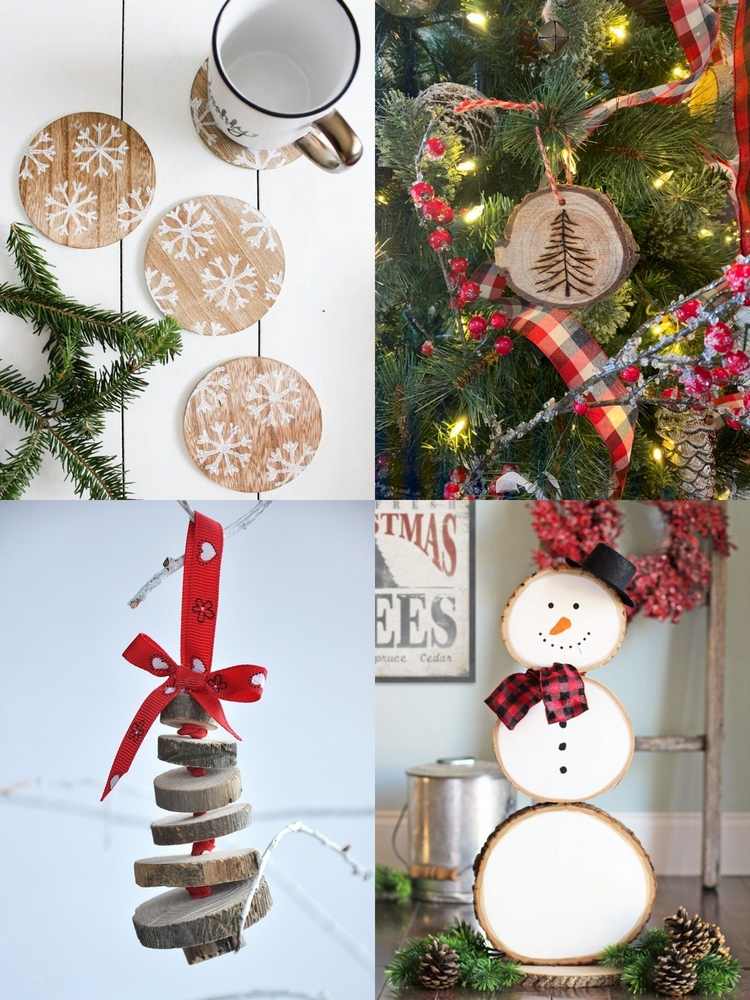 fesitve Christmas decorations fun craft ideas wood slices