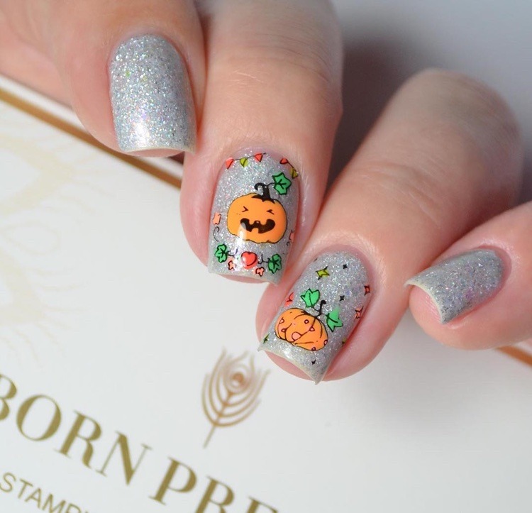 halloween pumpkin nail art idea original manicure designs
